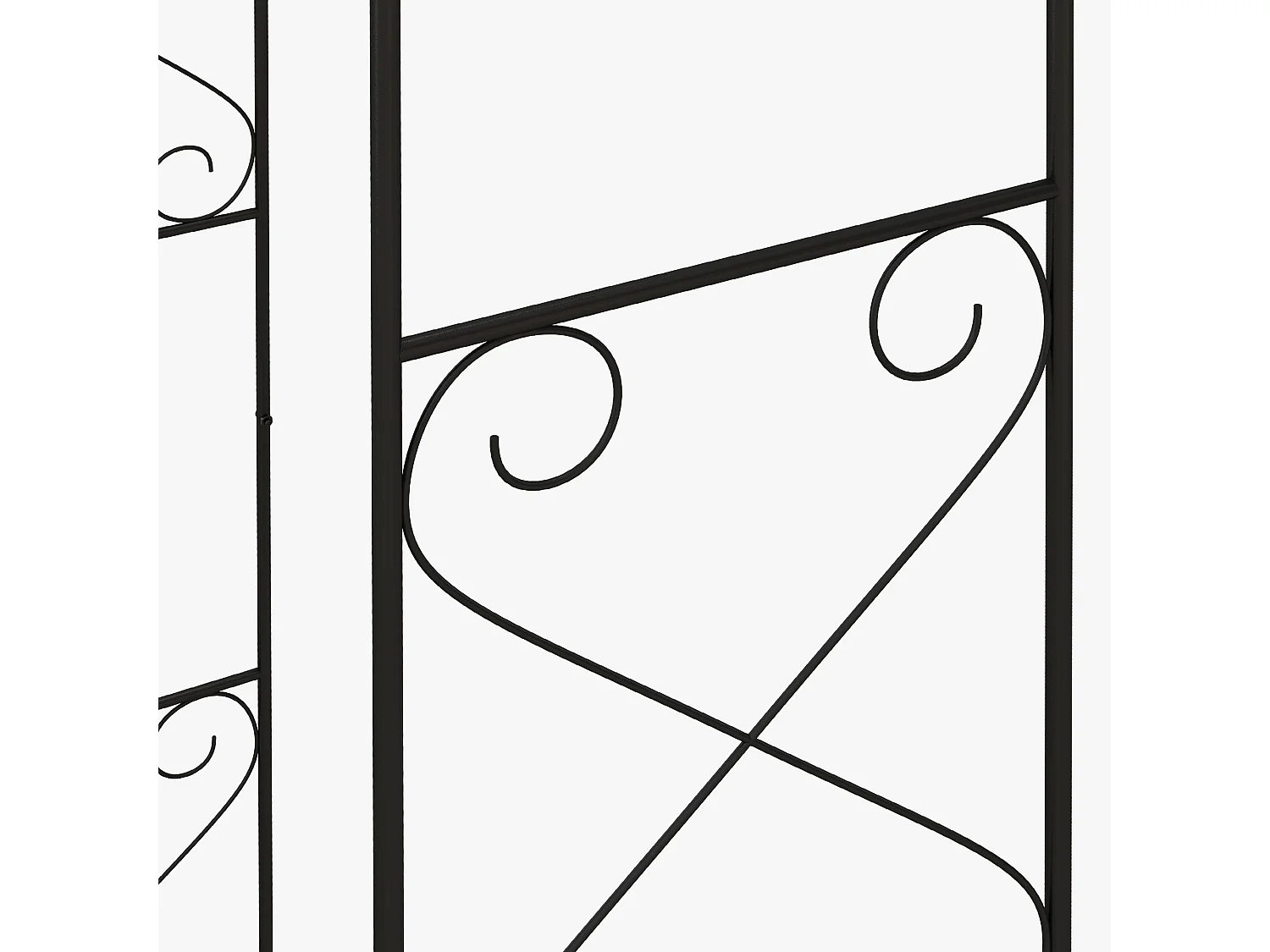 Arche de jardin avec portillon treillis style fer forgé métal époxy noir