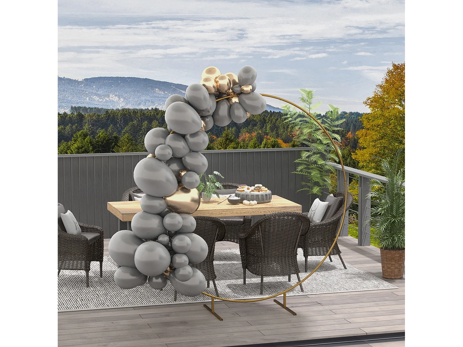 Arche décorative - arche de mariage - arche de ballon - dim. 222L x 60l x 224H cm - acier doré