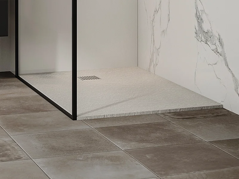 Plato de ducha de resina para instalar sobre encimera o empotrar - Blanco - 120 x 80 cm - MIRNOSA