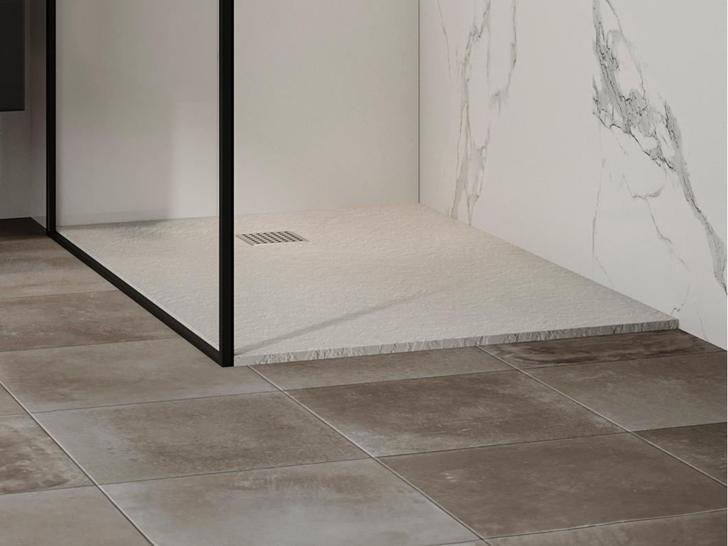 Receveur extra-plat à poser ou à encastrer découpable en résine SMC - Blanc - 120 x 80 cm - MIRNOSA