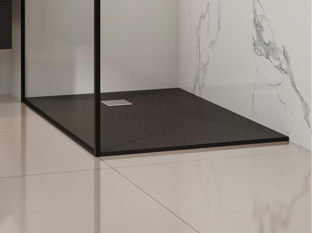 Receveur extra-plat à poser ou à encastrer découpable en résine SMC - Noir - 120 x 80 cm - MIRNOSA