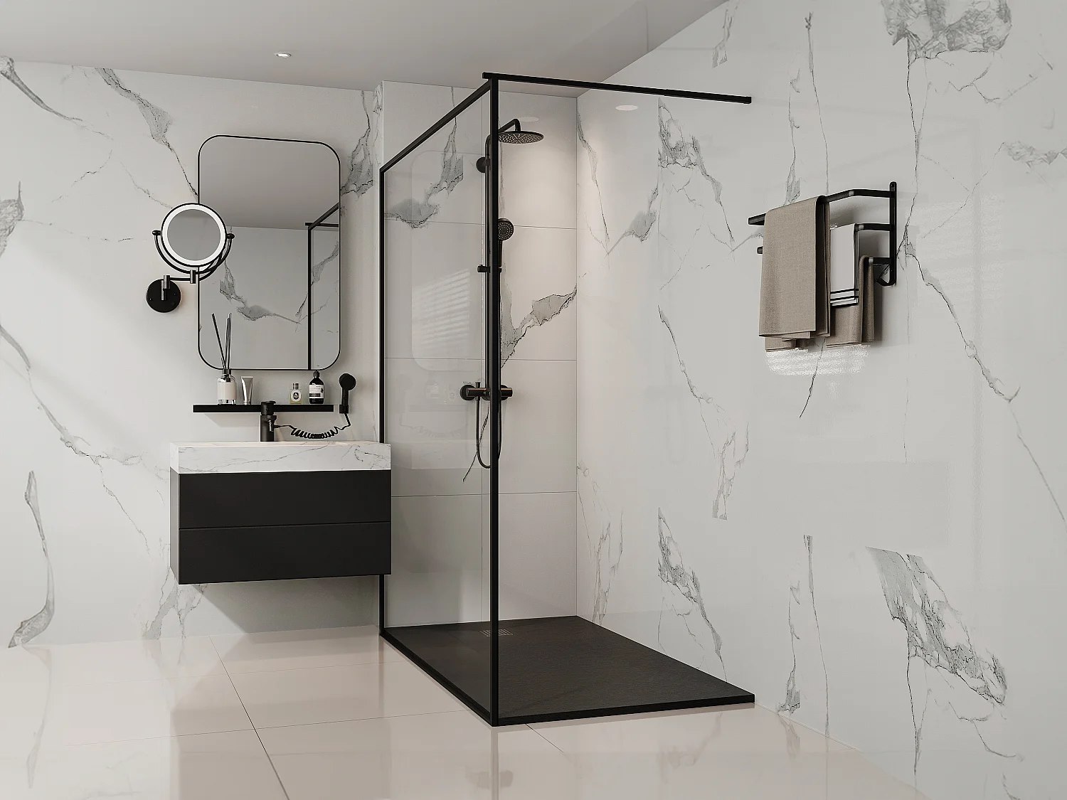 Receveur de douche extra plat à poser ou à encastrer recoupable en résine SMC - Noir - 160 x 90 cm - MIRNOSA