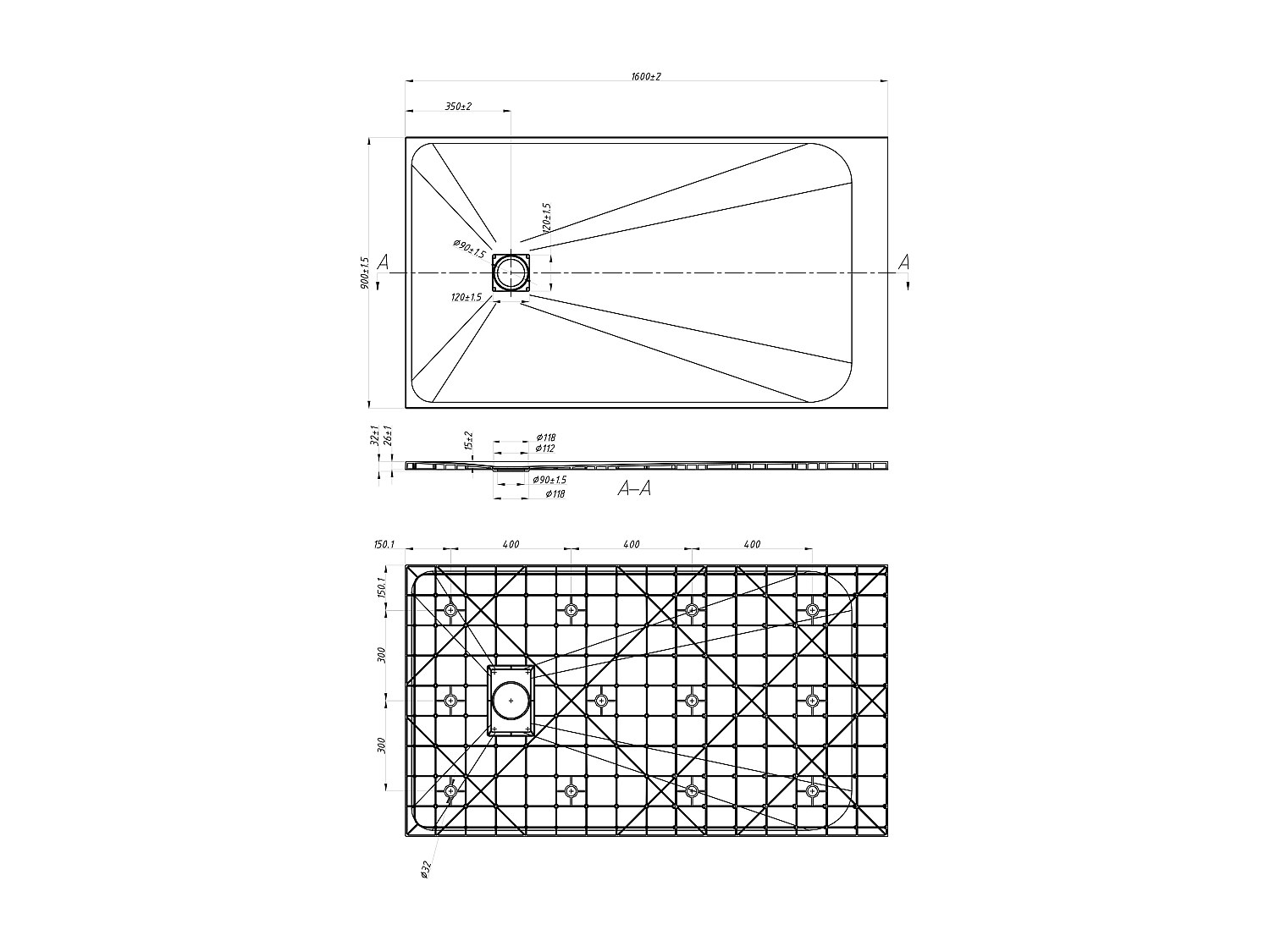Vente-unique Extraflache, Zuschneidbare Aufsatz- Oder Einbauduschtasse - Schwarz - 160 X 90 Cm - Mirnosa