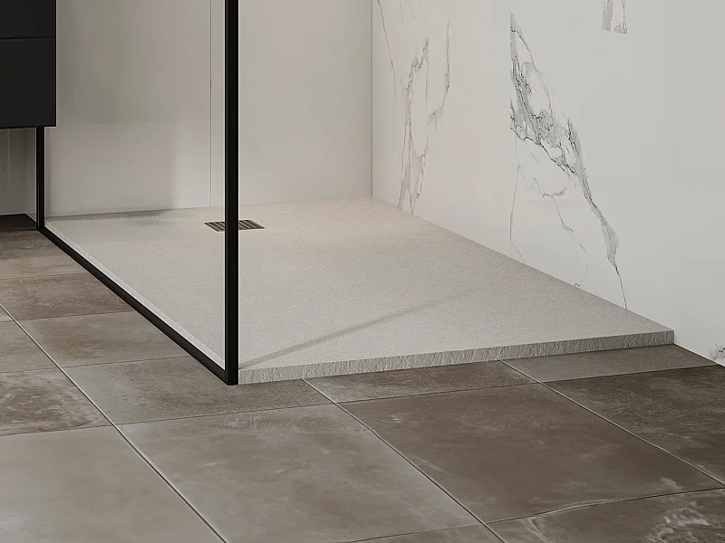 Plato de ducha para instalar o empotrar en resina - Blanco - 160 x 90 cm - MIRNOSA