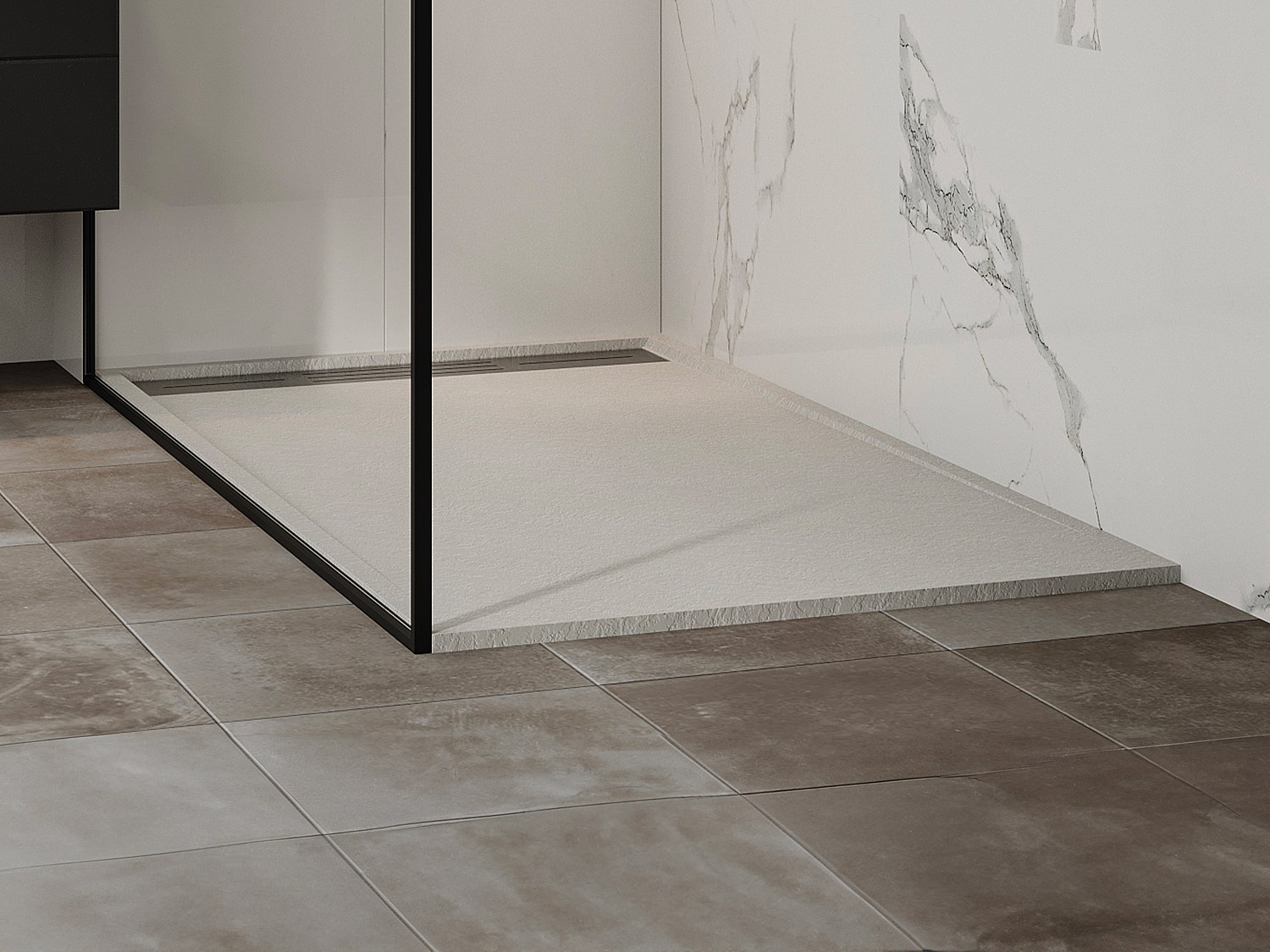 Ekstra flat dusjkar som kan plasseres på gulv eller bygges inn, kan kuttes, laget av SMC-resin - Hvit - 160 x 90 cm - LYROSA