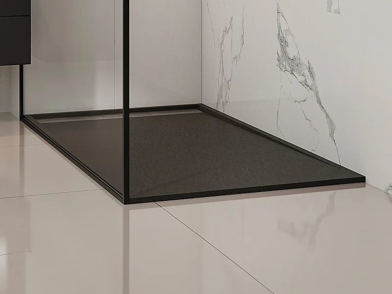 Plato de ducha de resina – Negro – 160 x 90 cm – LYROSA