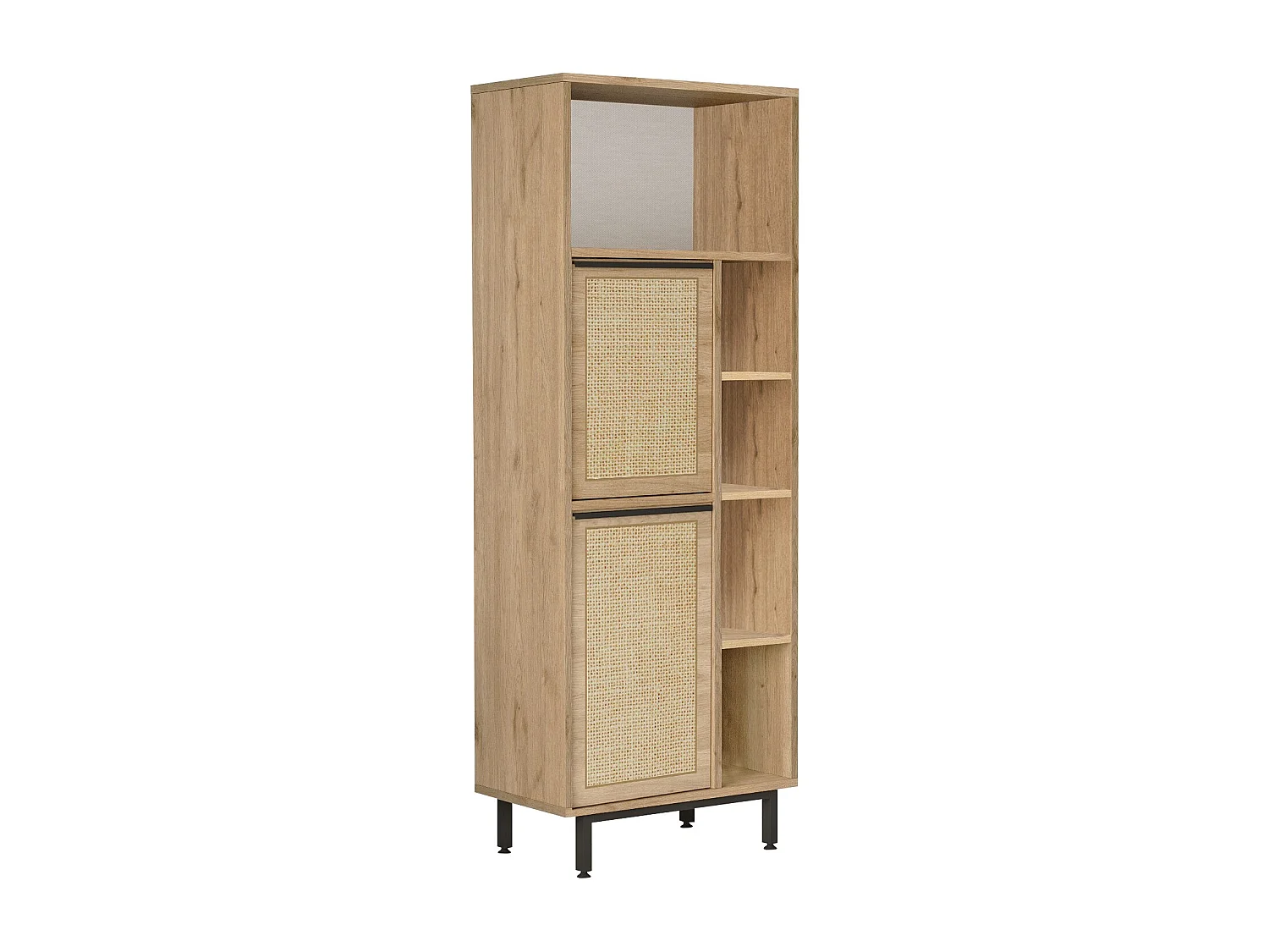Bibliothèque Evelis L60cm Bois et Rotin clair