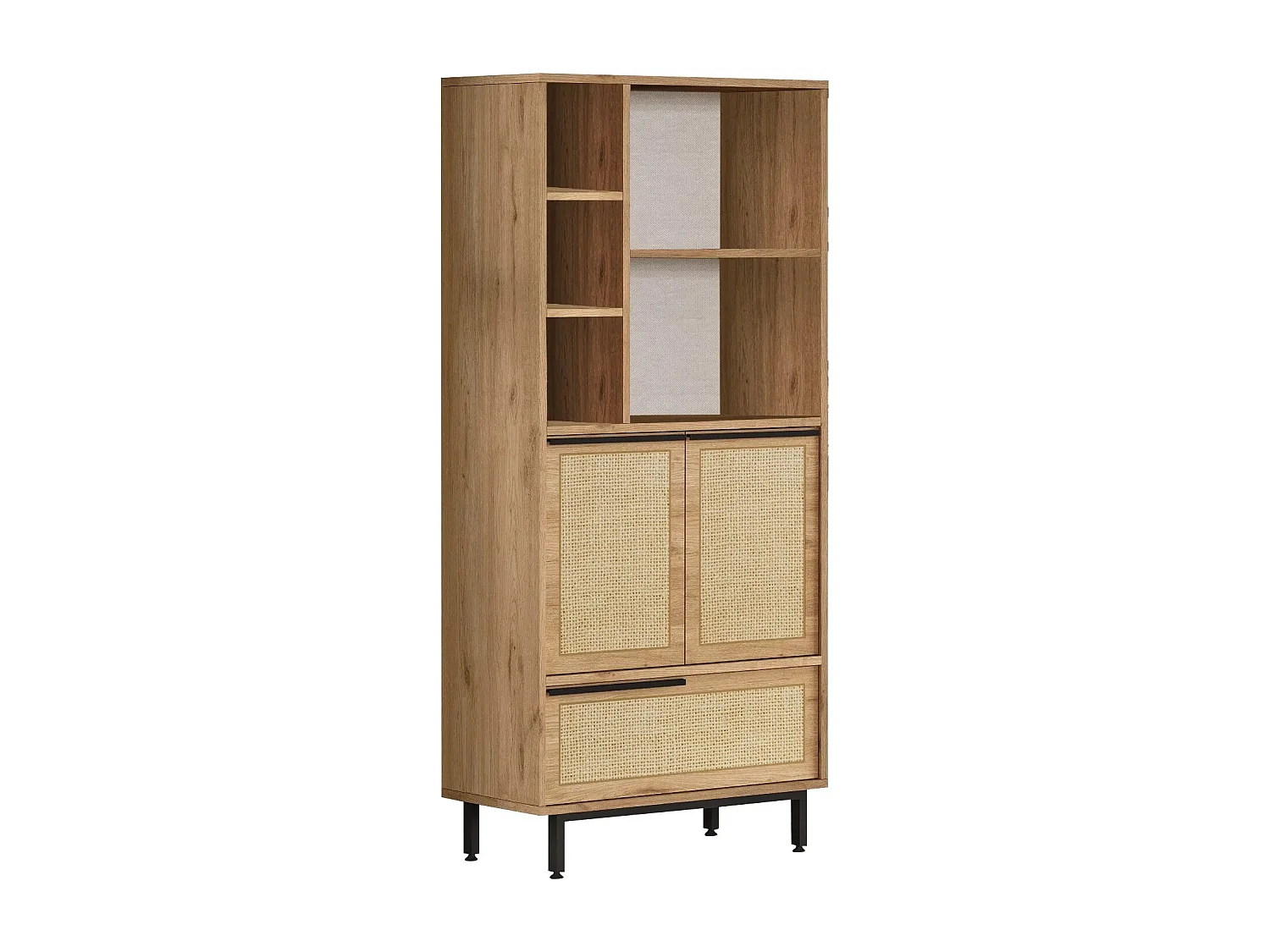 Bibliothèque Evelis L75cm Bois et Rotin clair