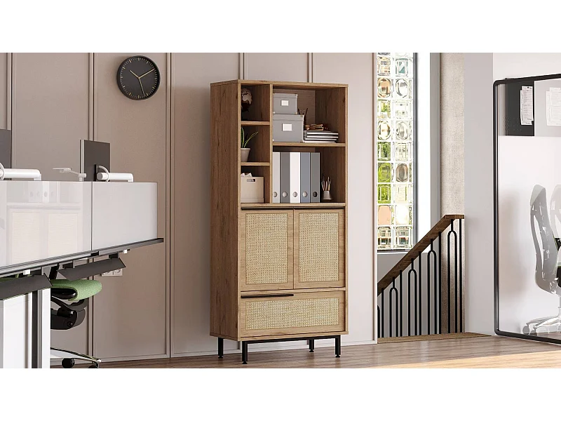 Gabinete multiusos On9B-Su color nogal color roble 74.8x161.6x35 cm