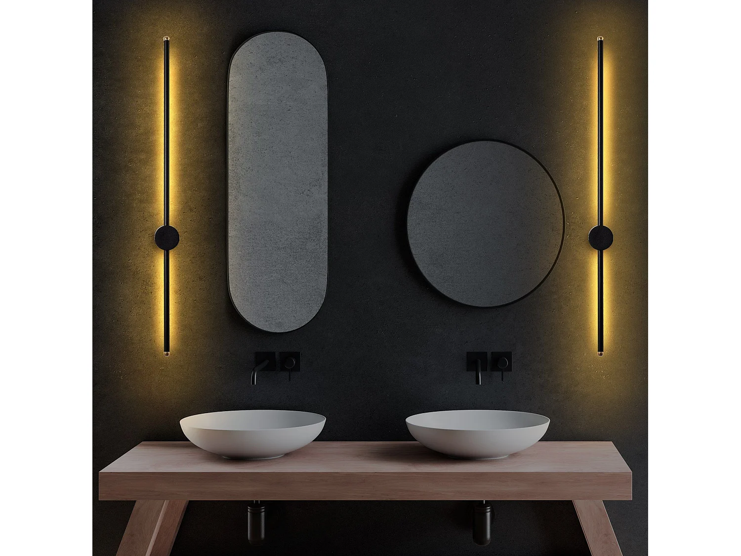 Applique murale moderne Benu H91cm Métal Noir