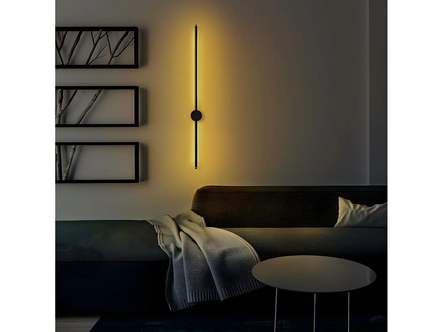 Applique murale moderne Benu H91cm Métal Noir