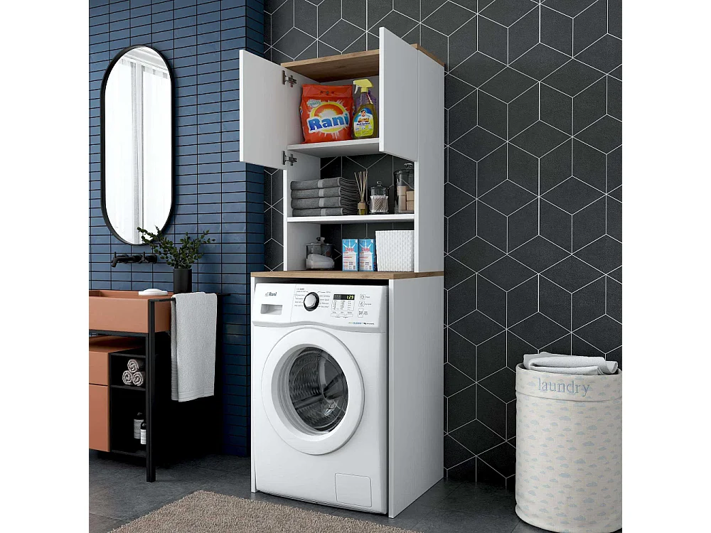 Meuble machine à laver en aggloméré Walnut