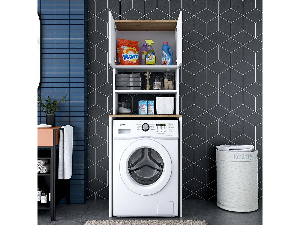 Meuble machine à laver en aggloméré Walnut