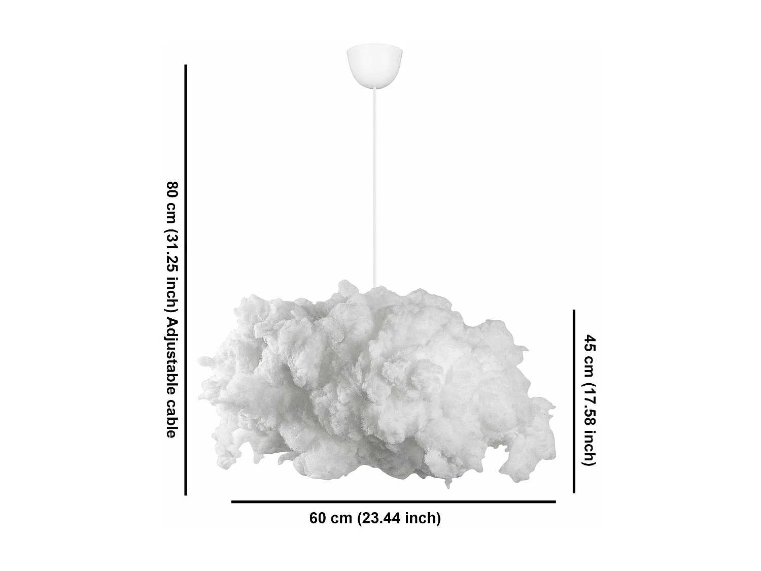 Suspension design nuage 1 lampe Cirrus L60cm Coton Blanc