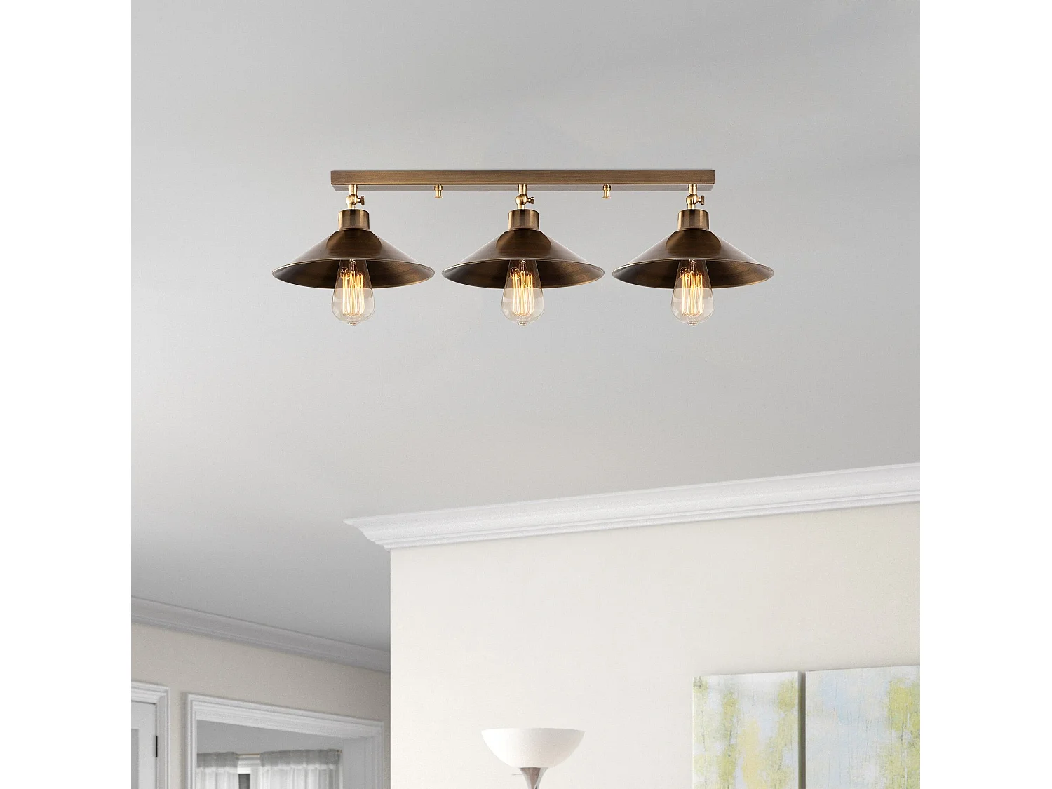 Plafonnier 3 lampes Hatilde 80cm Métal Or antique