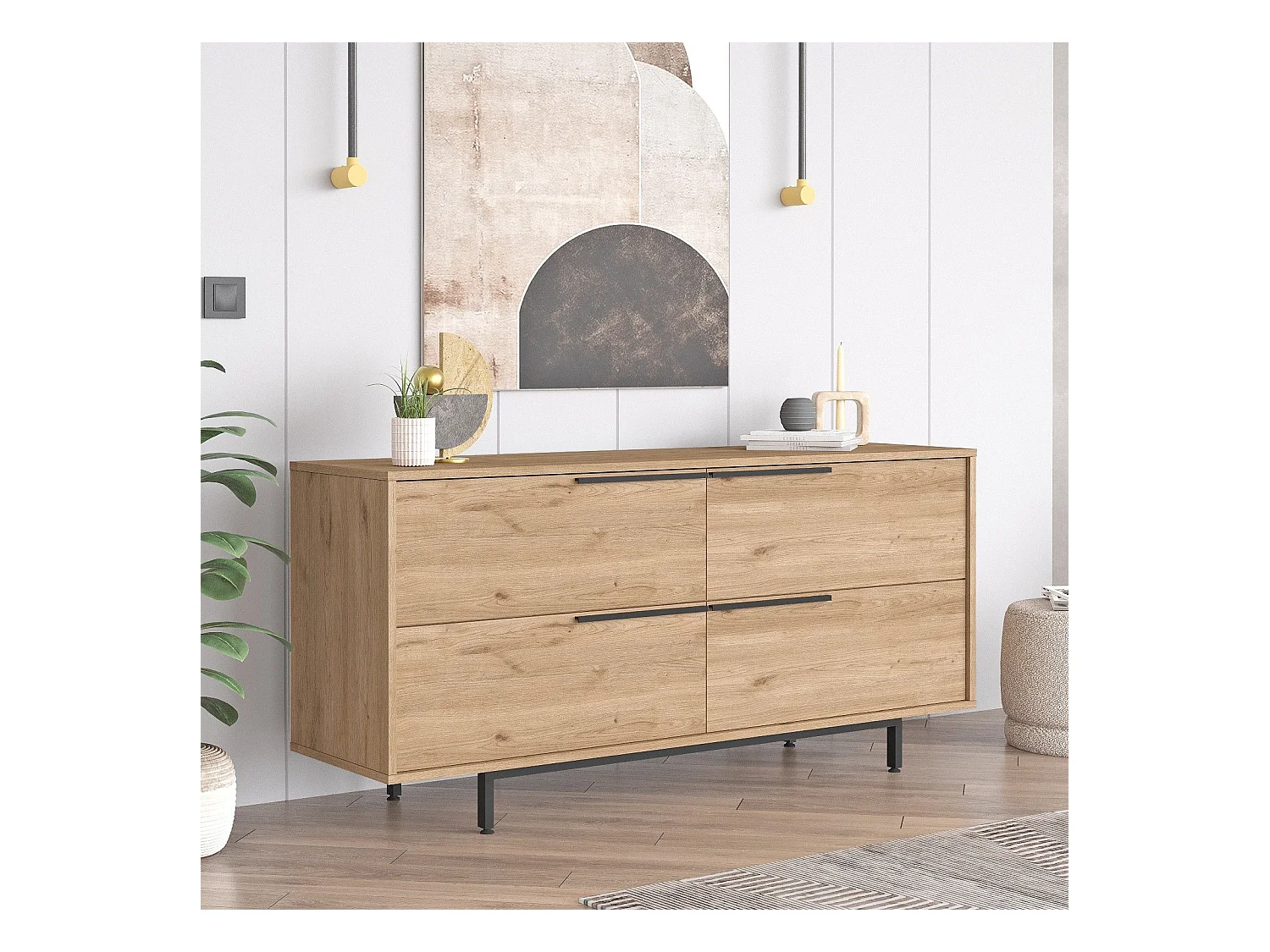 Aparador On3-S color nogal 160x44.5x74.3 cm