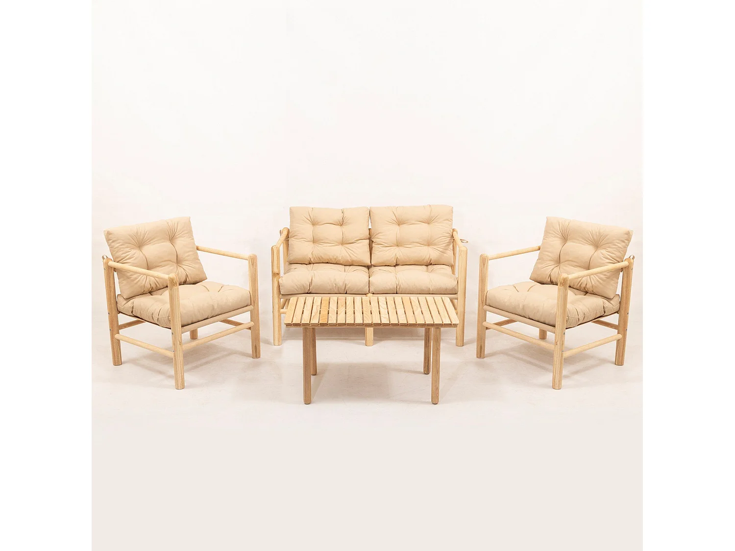 Salon de jardin Evander Châtaigne massif clair