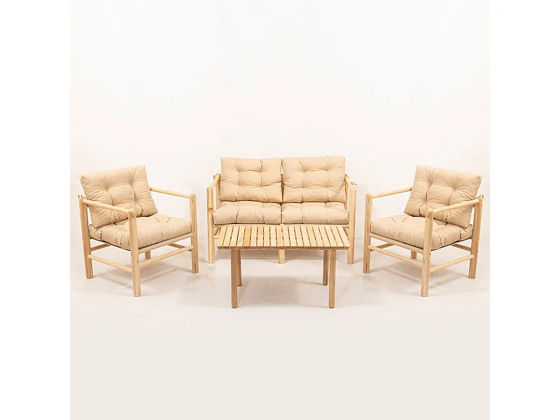 Salon de jardin Evander Châtaigne massif clair