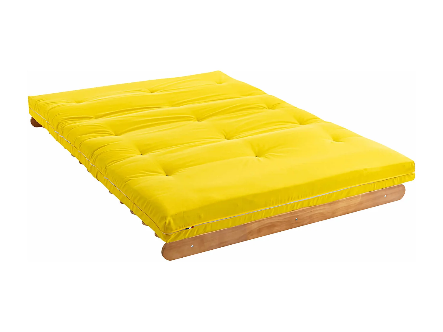 Ensemble matelas futon en coton et structure en bois massif naturel 140x200 Ocre
