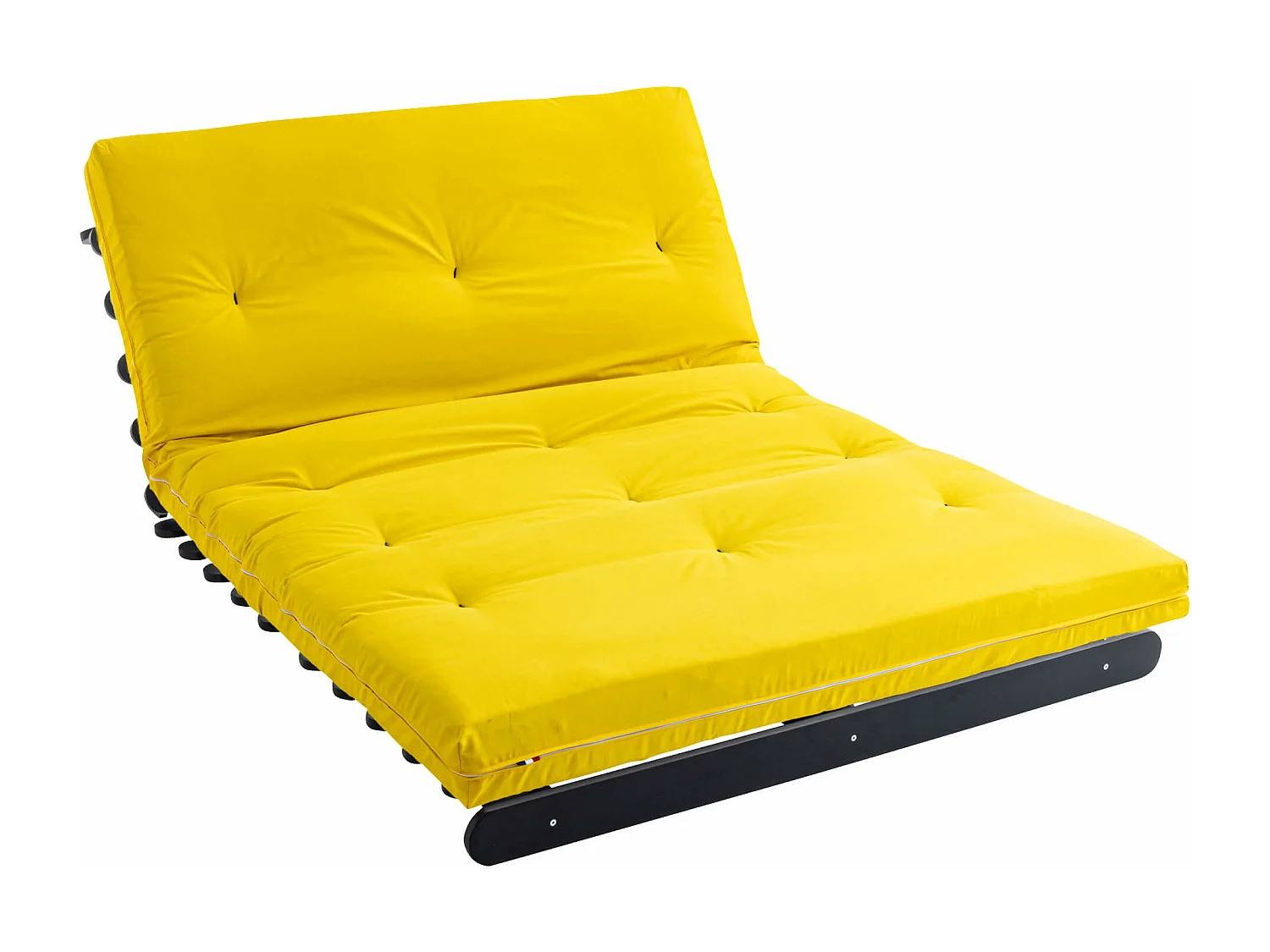 Ensemble matelas futon en coton et structure en bois massif noir 140x200 Ocre