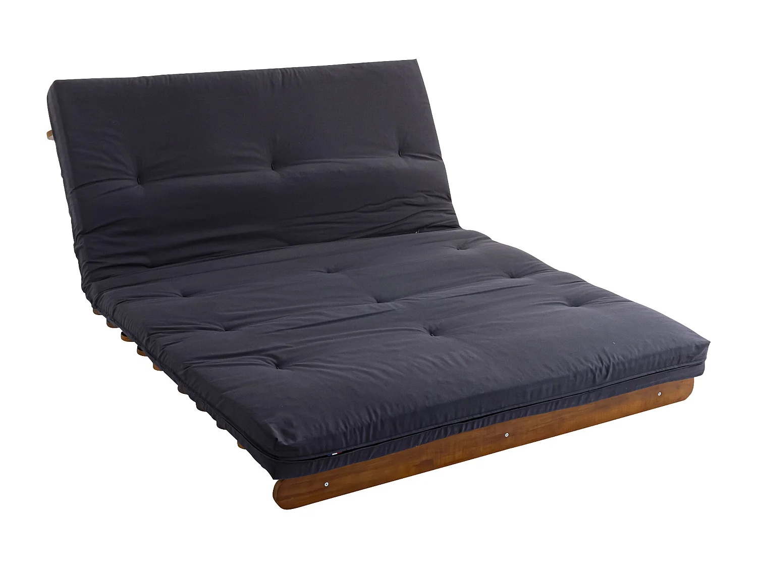 Ensemble matelas futon en coton et structure en bois massif noisette 160x200 Anthracite