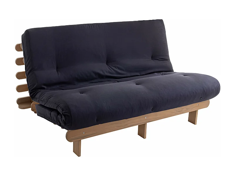 Ensemble matelas futon en coton et structure en bois massif taupe 160x200 Anthracite