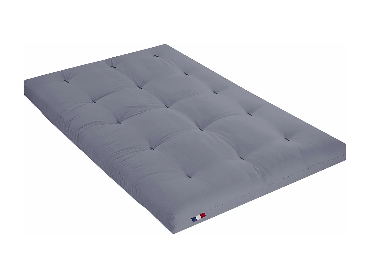 Ensemble matelas futon en coton et structure en bois massif noir 140x200 Gris