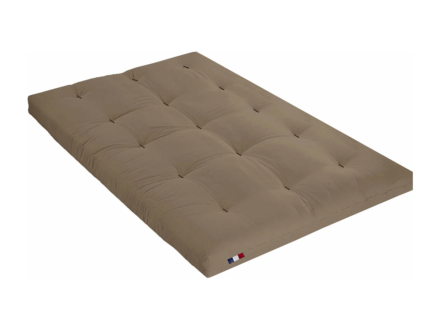 Ensemble matelas futon en coton et structure en bois massif noisette 140x200 Taupe
