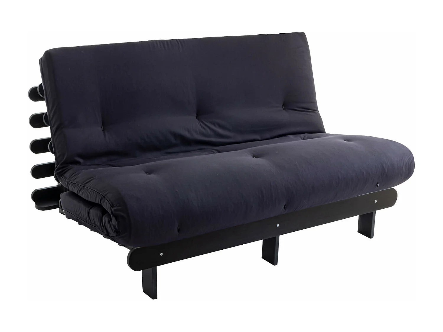 Ensemble matelas futon en coton et structure en bois massif noir 140x200 Anthracite