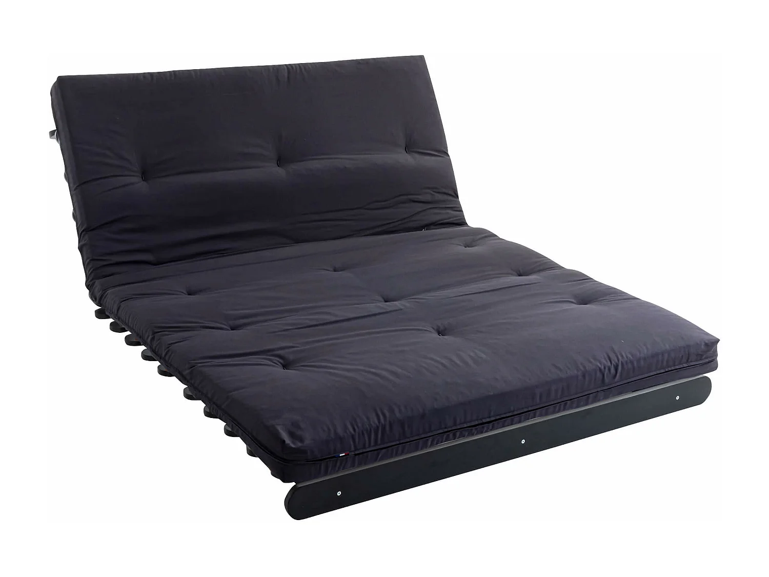 Ensemble matelas futon en coton et structure en bois massif noir 140x200 Anthracite