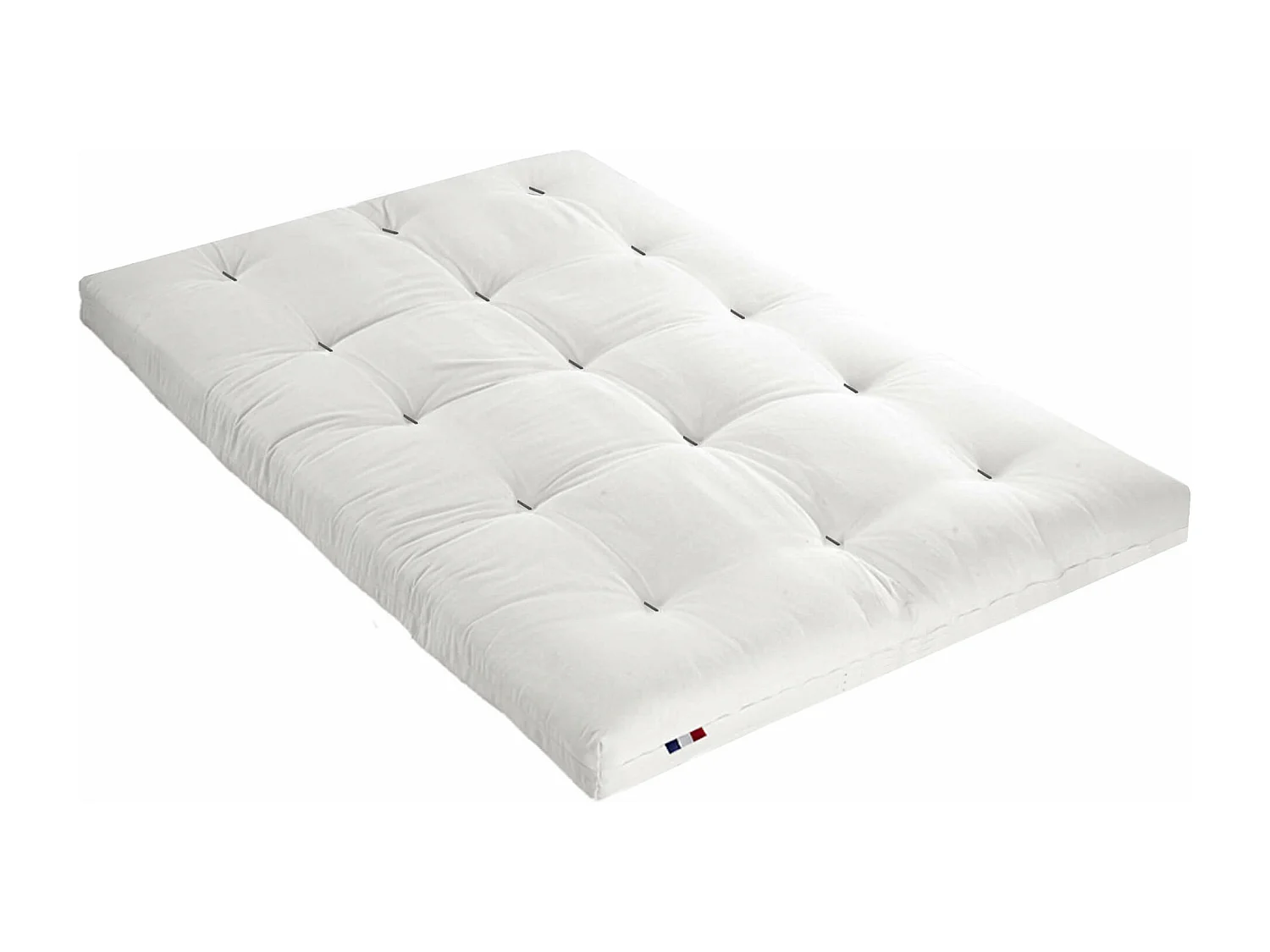 Ensemble matelas futon en coton et structure en bois massif taupe 160x200 Ecru