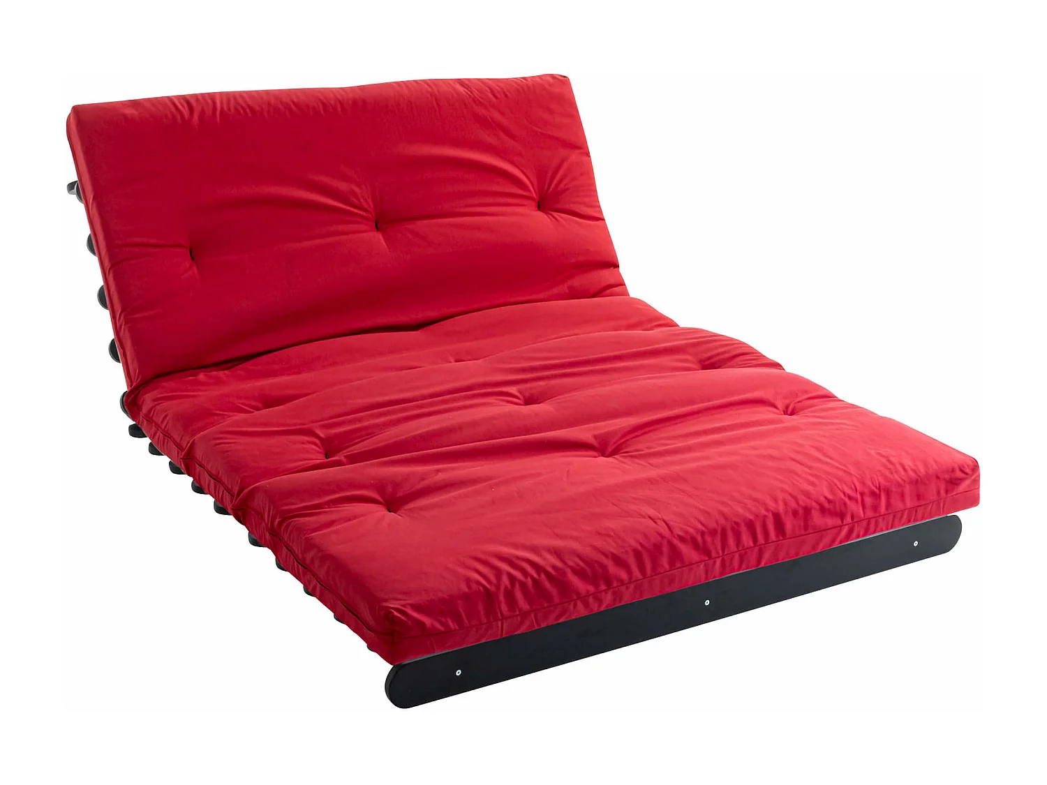 Ensemble matelas futon en coton et structure en bois massif noir 140x200 Rouge