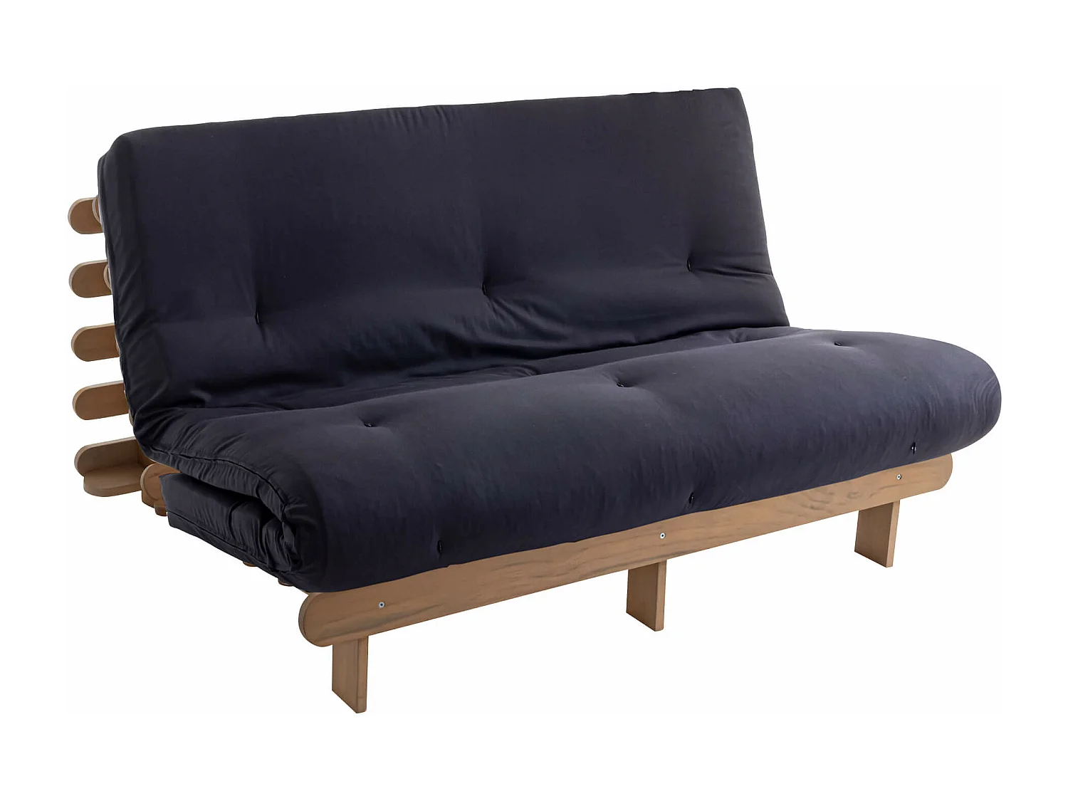 Ensemble matelas futon en coton et structure en bois massif taupe 140x200 Anthracite