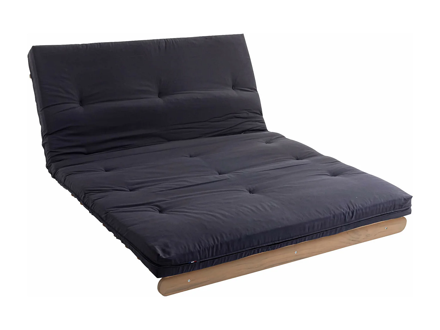 Ensemble matelas futon en coton et structure en bois massif taupe 140x200 Anthracite