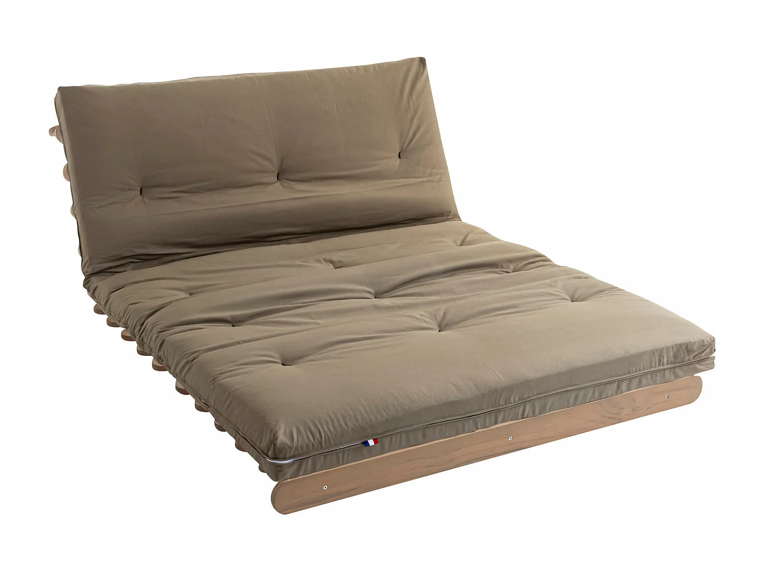 Ensemble matelas futon en coton et structure en bois massif taupe 160x200 Taupe