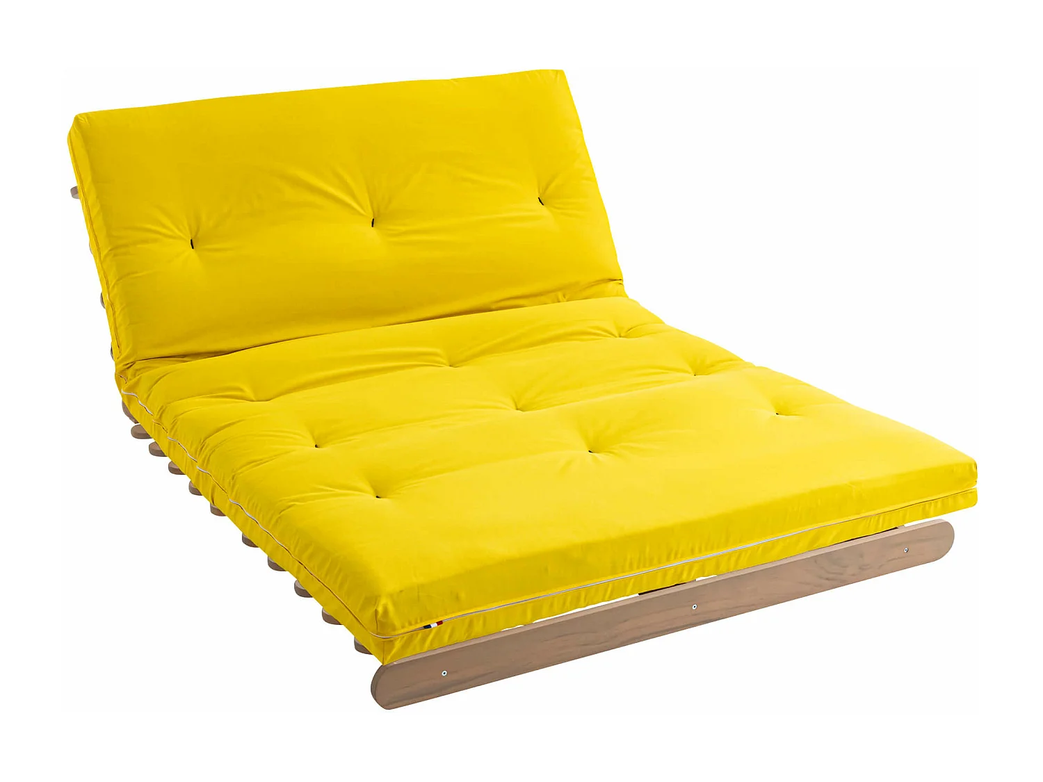 Ensemble matelas futon en coton et structure en bois massif taupe 140x200 Ocre