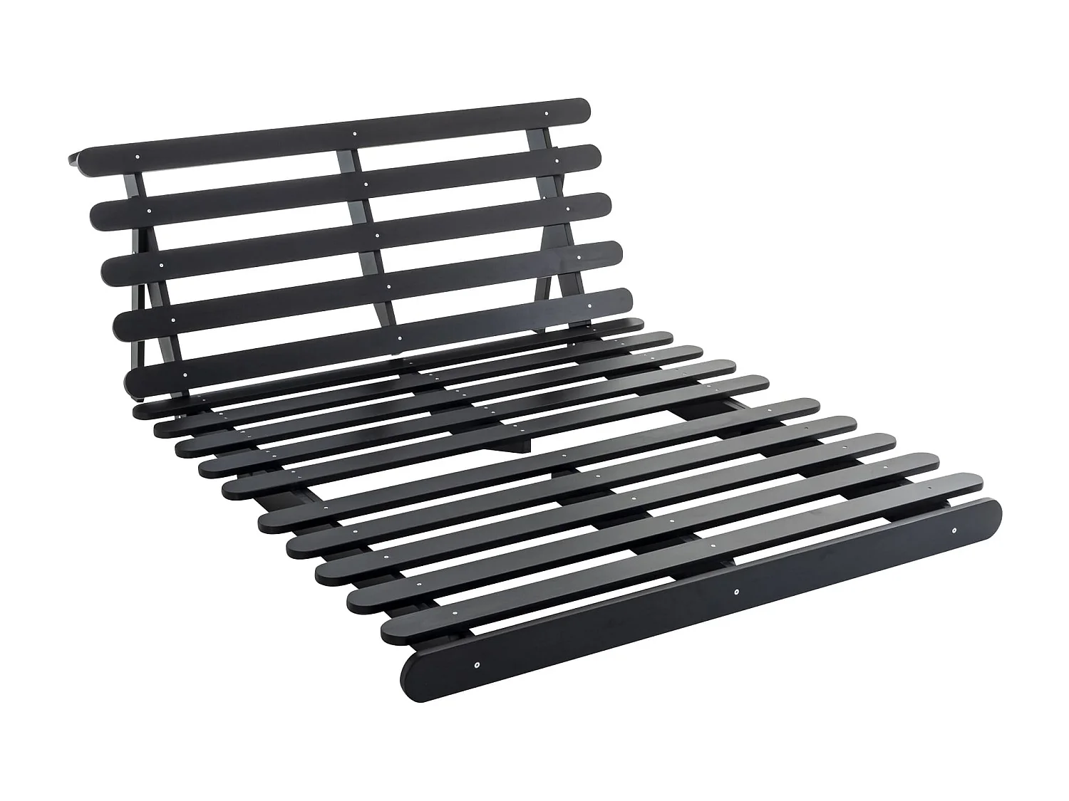 Ensemble matelas futon en coton et structure en bois massif noir 160x200 Ecru