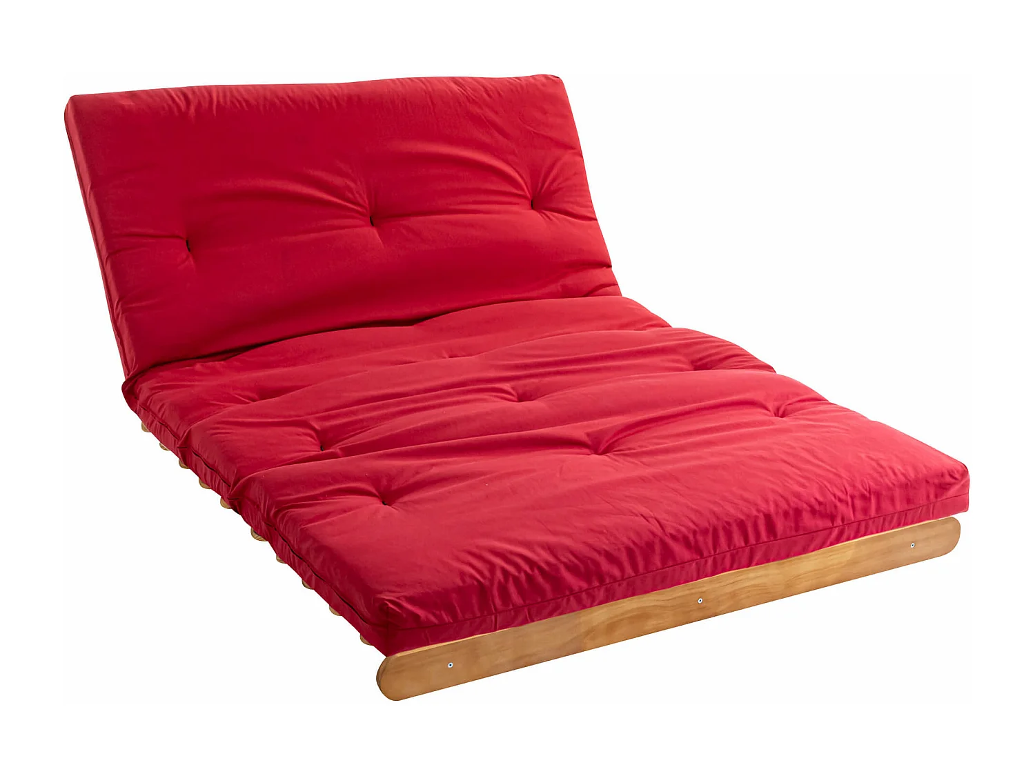 Ensemble matelas futon en coton et structure en bois massif naturel 140x200 Rouge