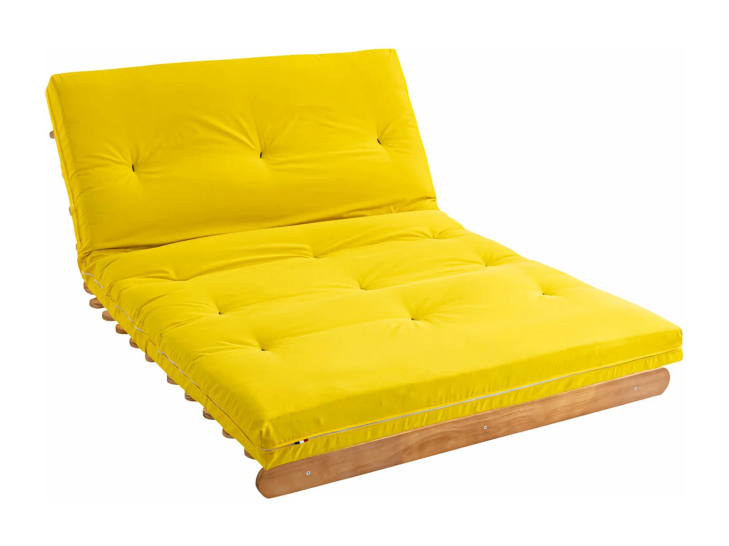 Ensemble matelas futon en coton et structure en bois massif naturel 160x200 Ocre