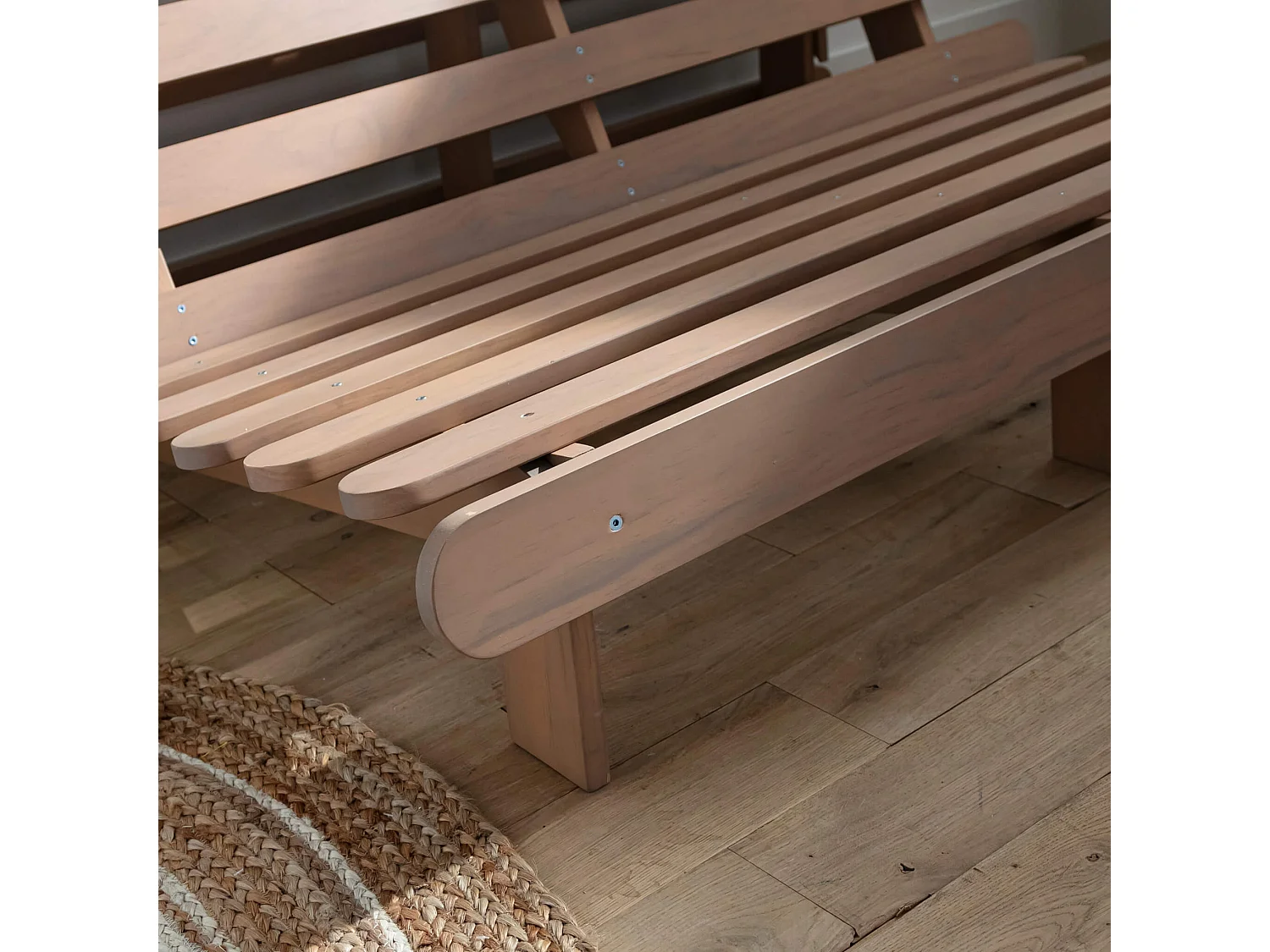 Ensemble matelas futon en coton et structure en bois massif taupe 140x200 Ecru