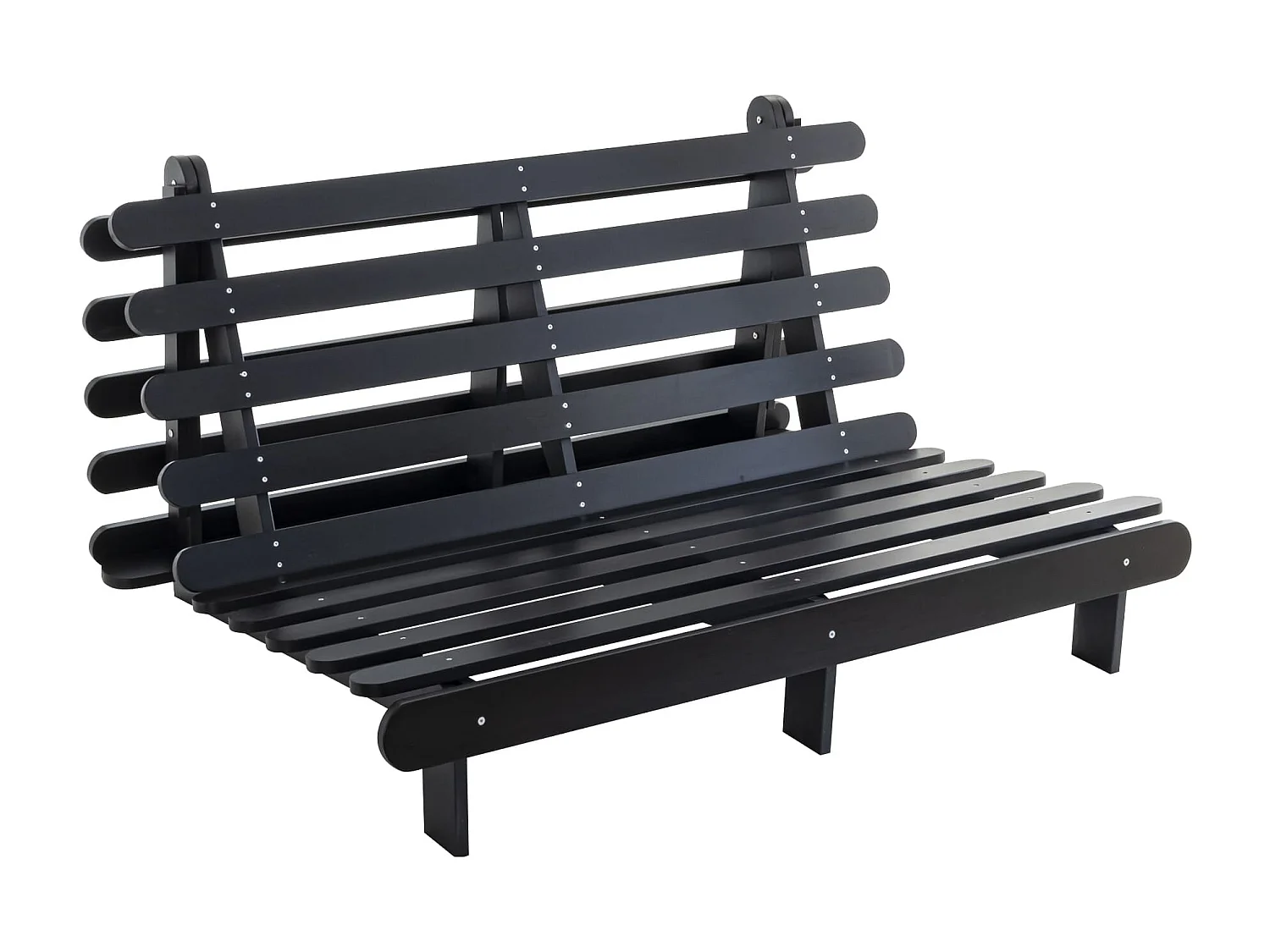 Ensemble matelas futon en coton et structure en bois massif noir 140x200 Taupe