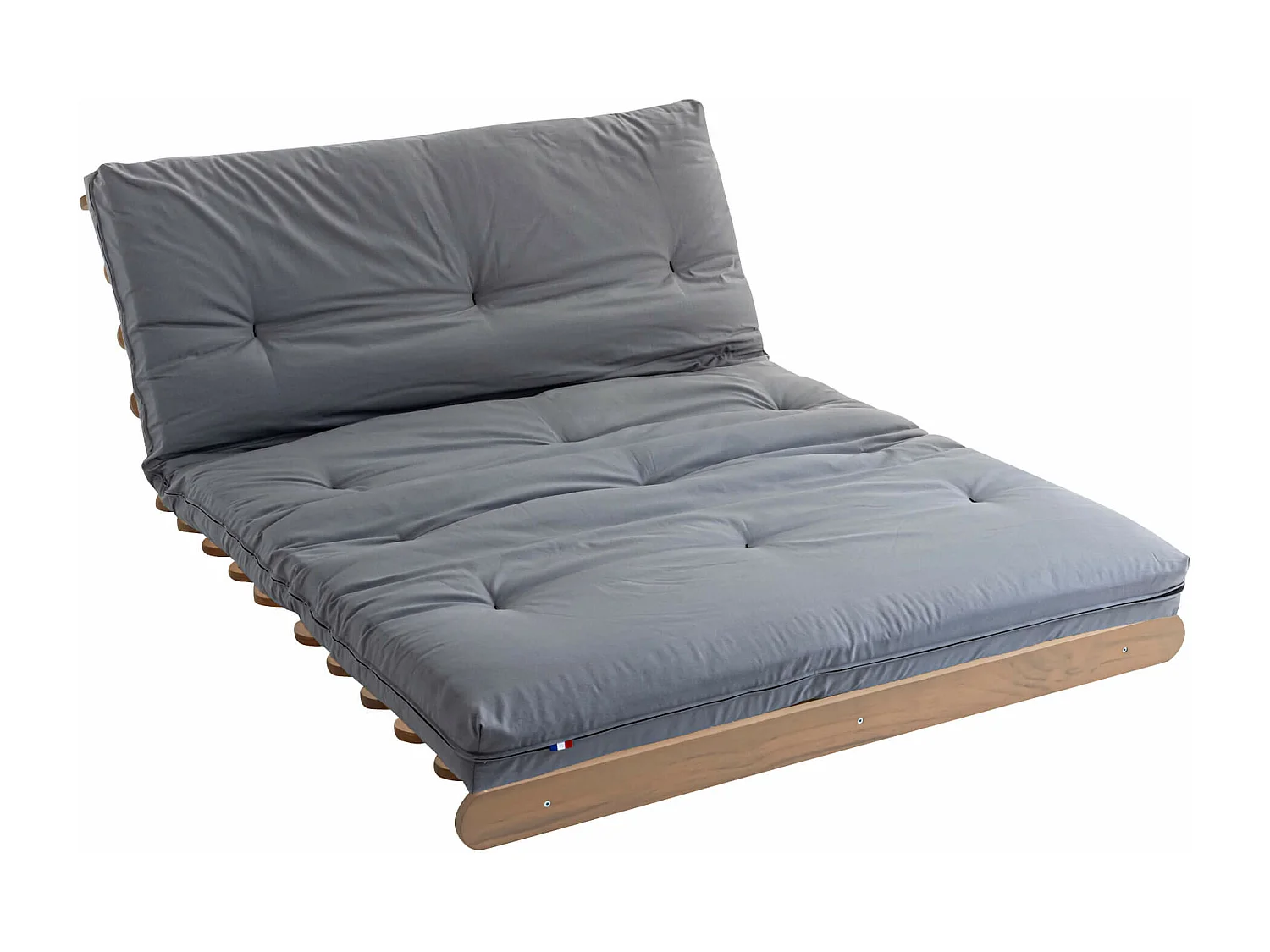 Ensemble matelas futon en coton et structure en bois massif taupe 160x200 Gris