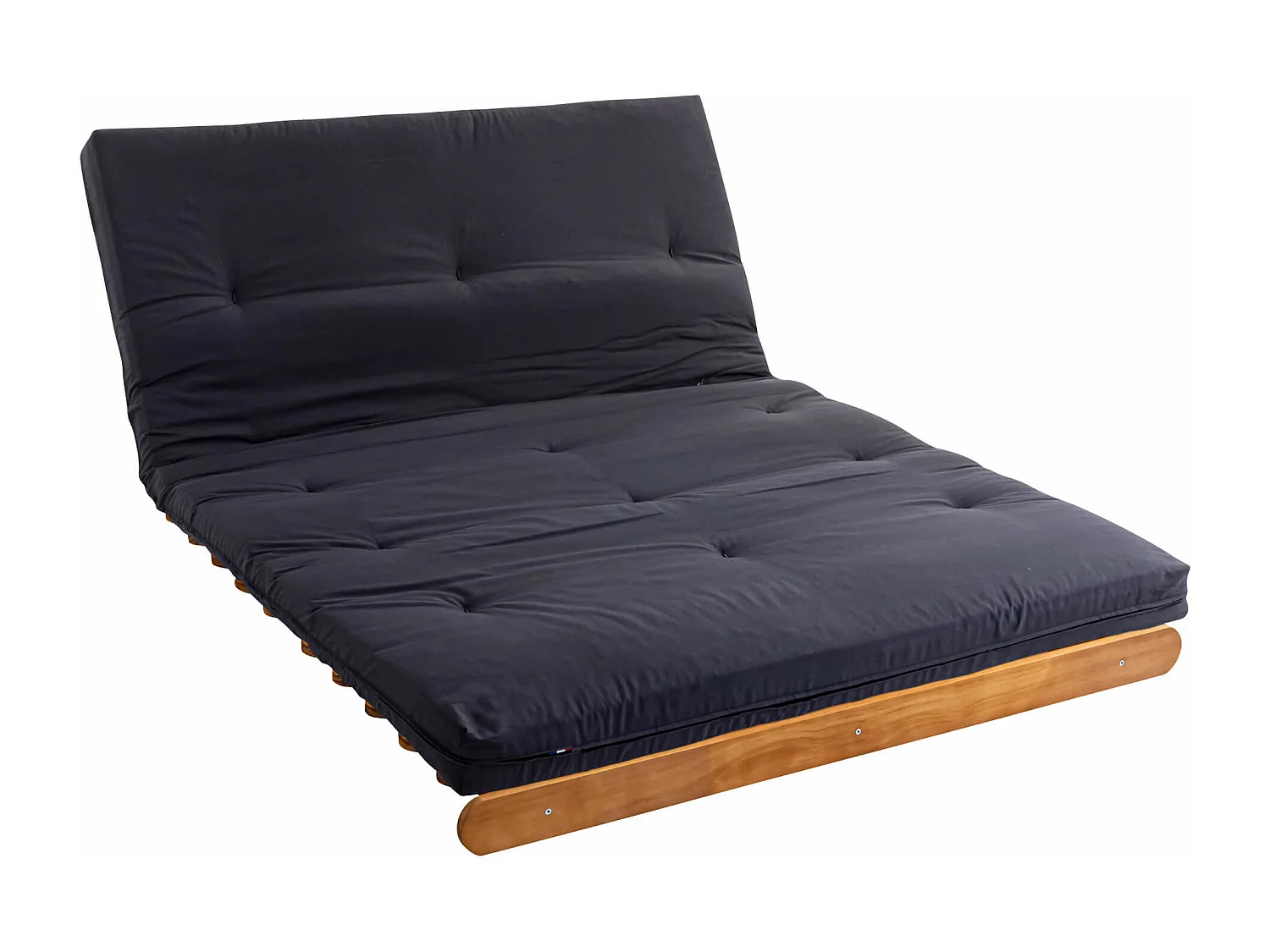 Ensemble matelas futon en coton et structure en bois massif naturel 140x200 Anthracite