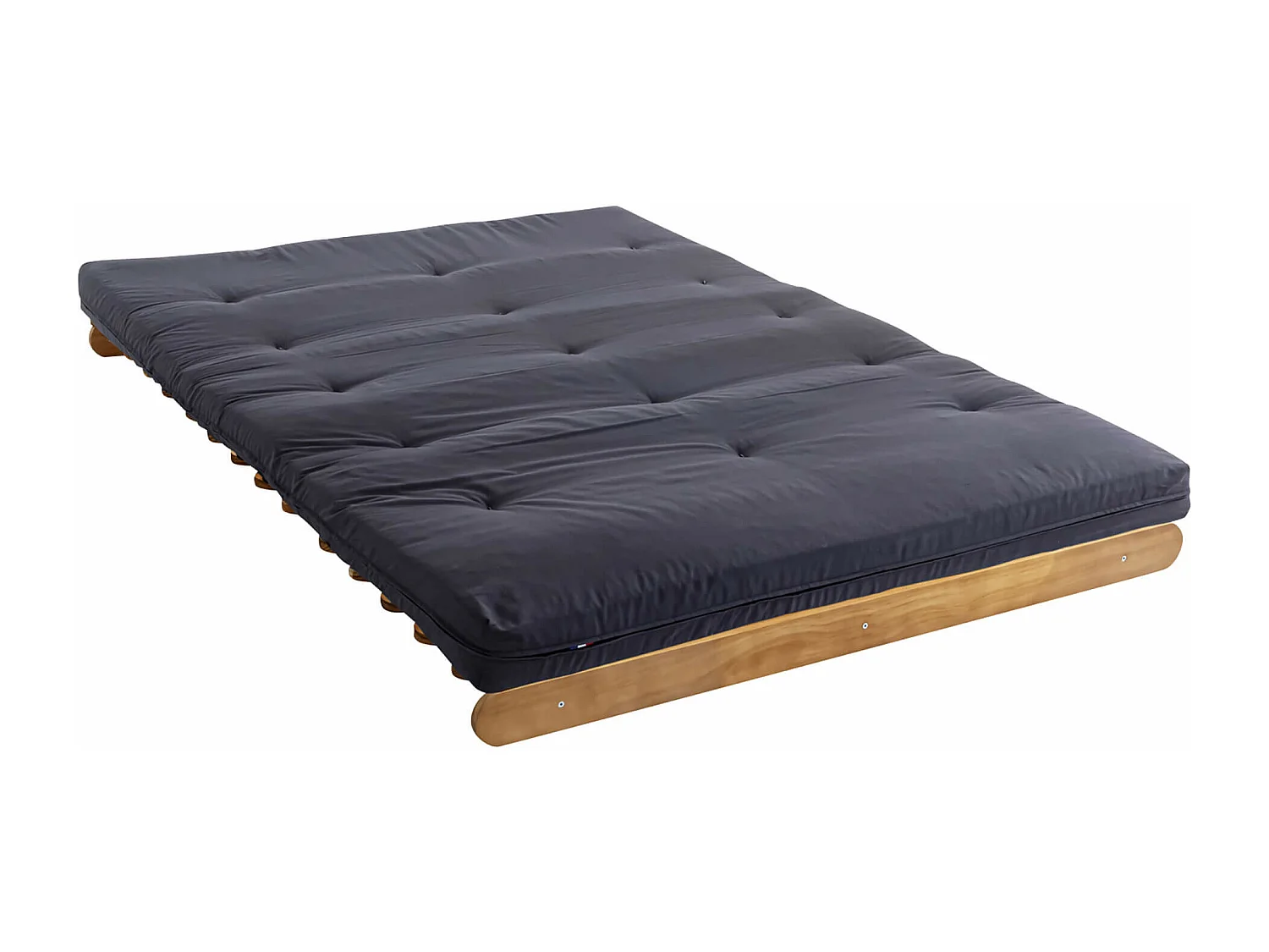 Ensemble matelas futon en coton et structure en bois massif naturel 140x200 Anthracite