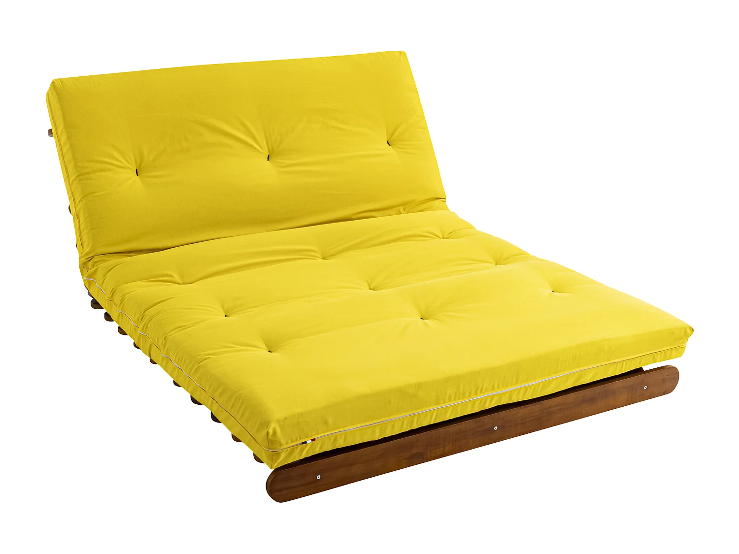 Ensemble matelas futon en coton et structure en bois massif noisette 160x200 Ocre