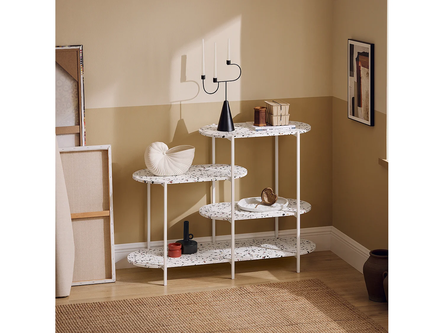 Mesa De Entrada Mesa Consola En 4 Niveles FSB89-W SoBuy