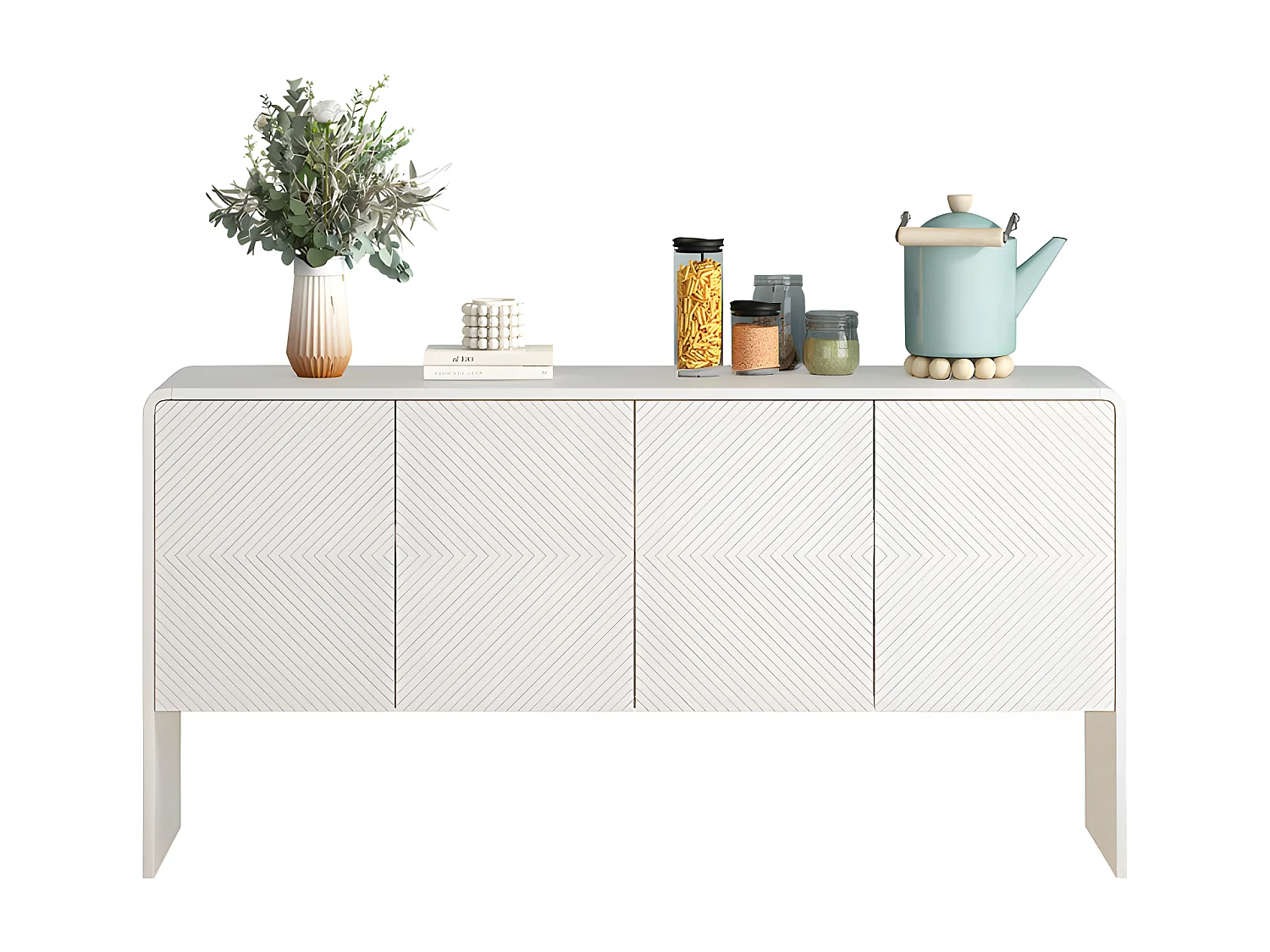 MDF dressoir - met in hoogte verstelbare planken - WIT