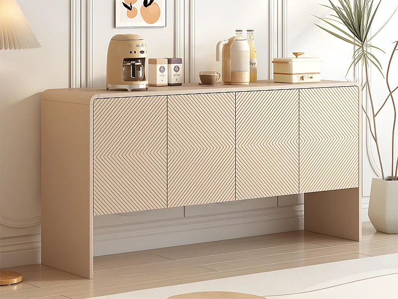 MDF-Sideboard – mit höhenverstellbaren Regalen – Creme