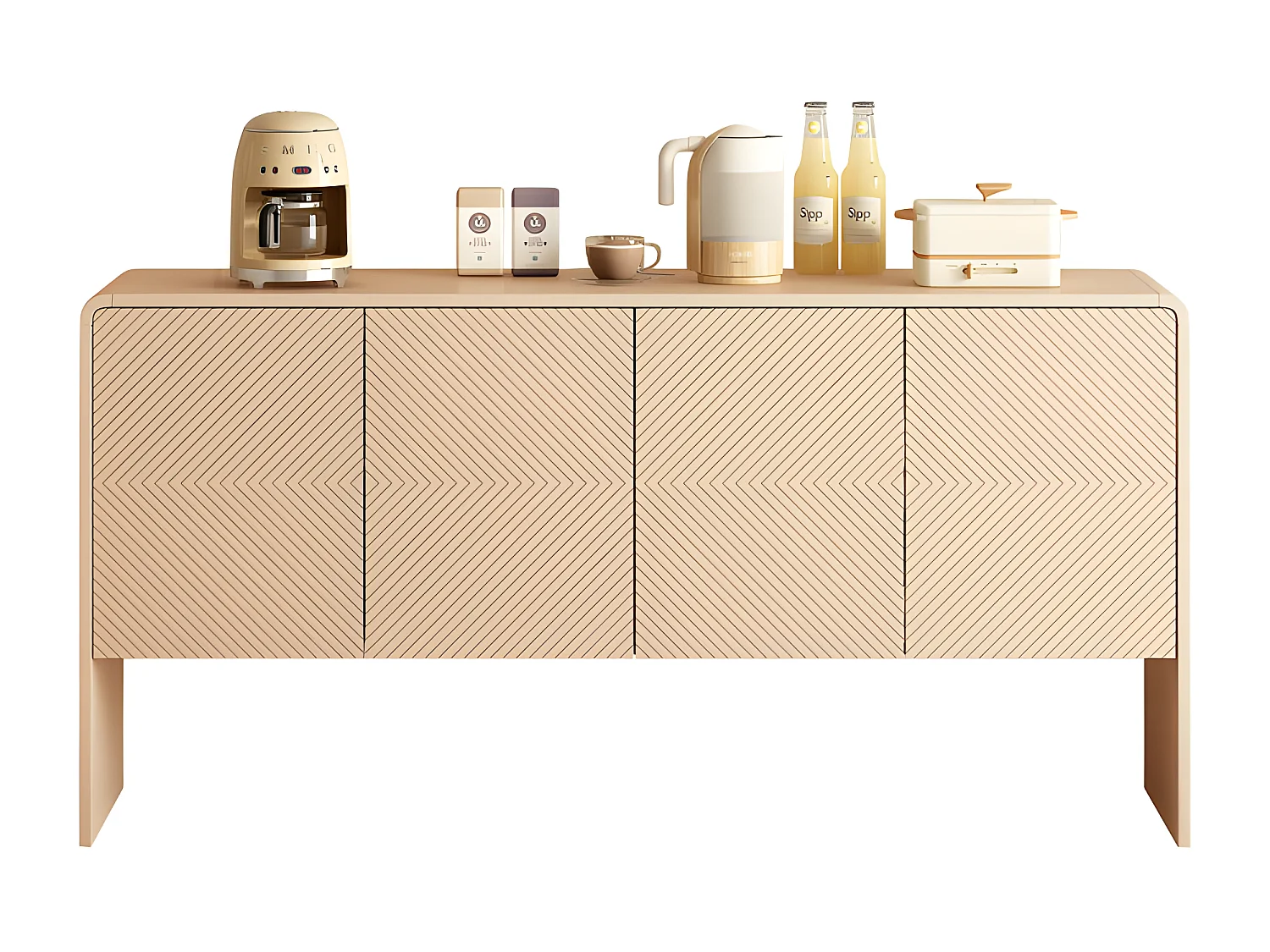 MDF-Sideboard – mit höhenverstellbaren Regalen – Creme
