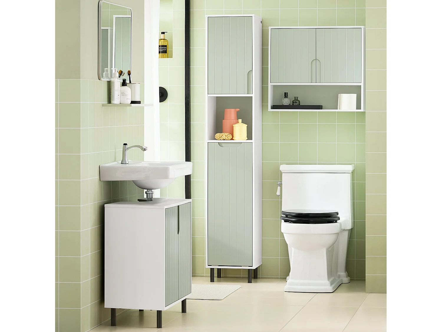 Szafka łazienkowa wysoka słupek z koszem na pranie BZR137-GR